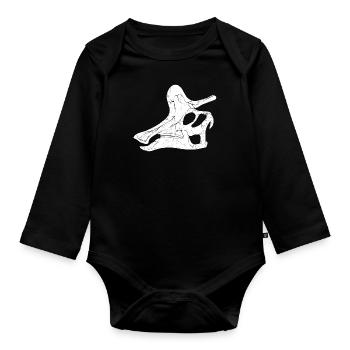 Lambeosaurus Fossilschädel - Baby Bio-Langarm-Body - Schwarz - Vorne