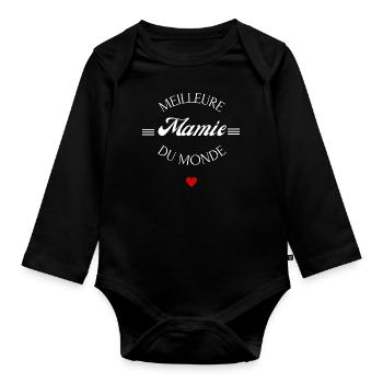 meilleure mamie du monde - Body Bébé bio manches longues - noir - Devant