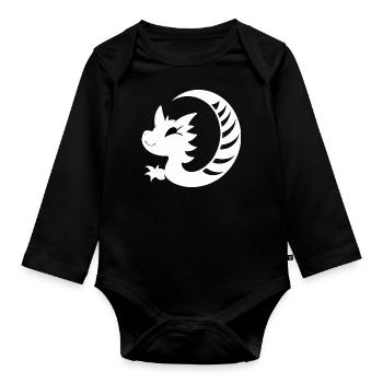 Cartoon Drache Feuer Fantasie Comic Drachen 3 - Baby Bio-Langarm-Body - Schwarz - Vorne