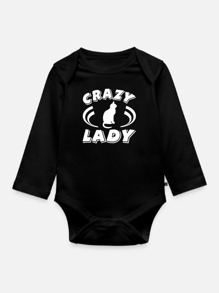 Katze - Baby Bio-Langarm-Body - Schwarz