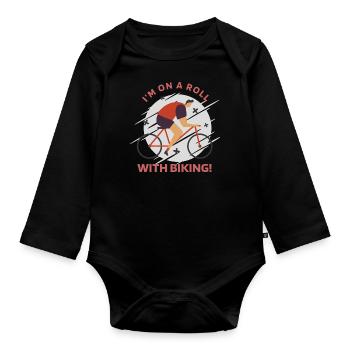 I'm On A Roll With Biking! Retro Biking - Baby Bio-Langarm-Body - Schwarz - Vorne