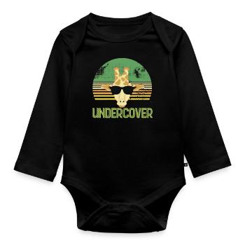 undercover Giraffe Sonnenbrille - Baby Bio-Langarm-Body - Schwarz - Vorne