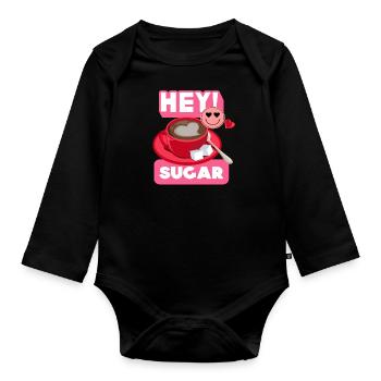 Hey! Sugar Valentinstag - Baby Bio-Langarm-Body - Schwarz - Vorne