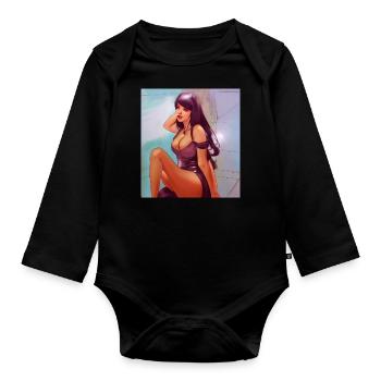 Feminine Power T-Shirt - Celebrate the Beauty - Organic Longsleeve Baby Bodysuit - black - Front