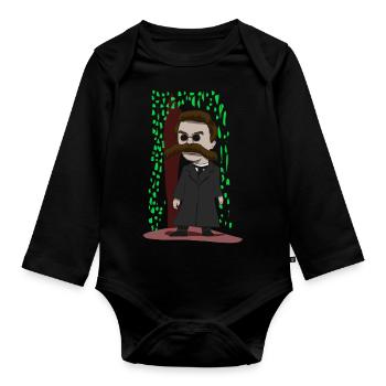Nietzsche der Matrix - Baby Bio-Langarm-Body - Schwarz - Vorne