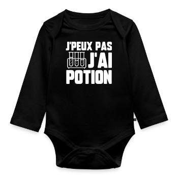 J’peux pas j’ai potion - Body Bébé bio manches longues - noir - Devant