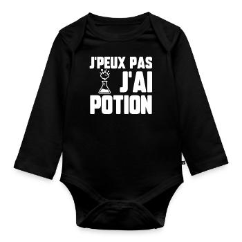 J’peux pas j’ai potion - Body Bébé bio manches longues - noir - Devant
