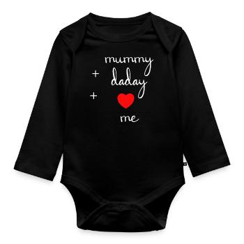 Grossesse Baby shower Babyshower Boy Girl - Body Bébé bio manches longues - noir - Devant