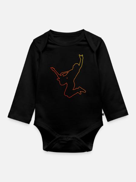 Gitarre Herren Guitar Gitarrenspieler Egitarre - Baby Bio-Langarm-Body - Schwarz