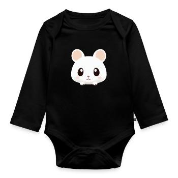 Mignon Cartoon Hamster Love Pet 19 - Body Bébé bio manches longues - noir - Devant