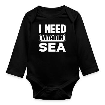 I Need Vitamin Sea - Organic Longsleeve Baby Bodysuit - black - Front