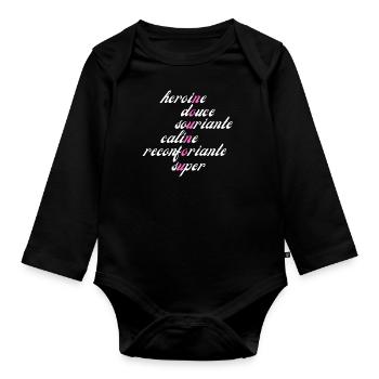nounou de l'année - Body Bébé bio manches longues - noir - Devant