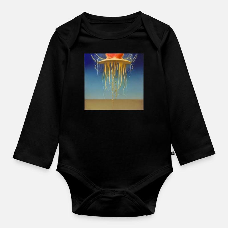 Surface jellyfish - Organic Longsleeve Baby Bodysuit - black