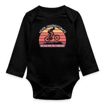 Never Underestimate The Old Guy On A Bicycle - Organic Longsleeve Baby Bodysuit - black - Front