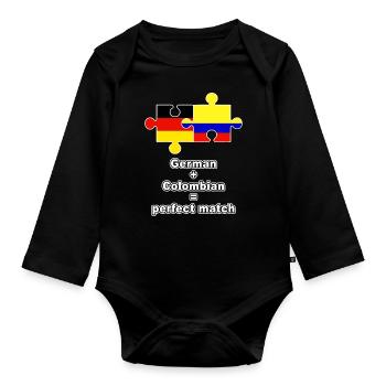 German Colombian Puzzle - Organic Longsleeve Baby Bodysuit - black - Front