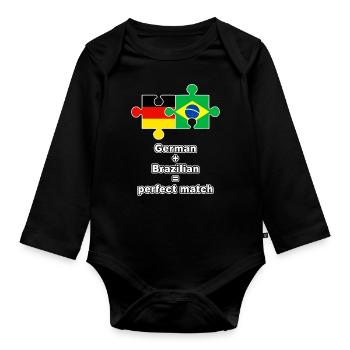 German Brazilian Puzzle - Organic Longsleeve Baby Bodysuit - black - Front