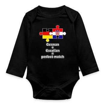 German Croatian Puzzle - Organic Longsleeve Baby Bodysuit - black - Front