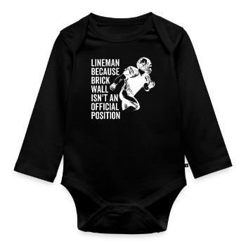 Lineman, weil Brick Wall kein offizieller ist - Baby Bio-Langarm-Body - Schwarz - Vorne