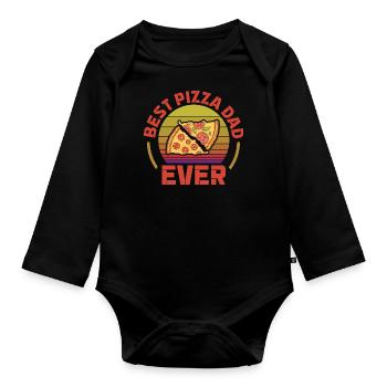 Best Pizza Dad Ever Pizza Fan Family Pizza Time - Organic Longsleeve Baby Bodysuit - black - Front