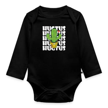 Hugtus Sweet kawaii Cactus, Câlins gratuits - Body Bébé bio manches longues - noir - Devant