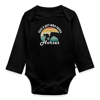 Just a girl who loves horses - Baby Bio-Langarm-Body - Schwarz - Vorne