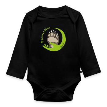 Bärenretter Logo colored - Organic Longsleeve Baby Bodysuit - black - Front