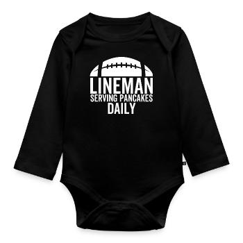 Lineman Serving Pancakes Daily - Organic Longsleeve Baby Bodysuit - black - Front