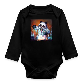 Panda de la science folle - Body Bébé bio manches longues - noir - Devant