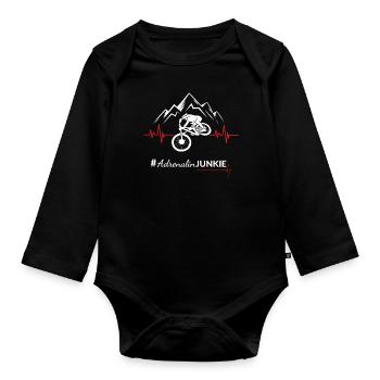 Tolles Mountainbiker Motiv für Adrenalin Junkies - Baby Bio-Langarm-Body - Schwarz - Vorne