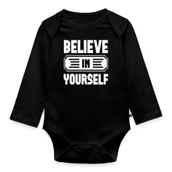 Believe In Yourself - Baby Bio-Langarm-Body - Schwarz - Vorne
