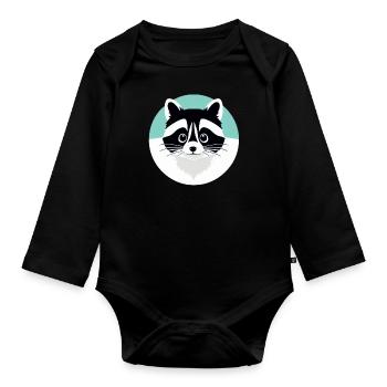Ratons laveurs Mignon Cartoon Raton laveur 39 - Body Bébé bio manches longues - noir - Devant