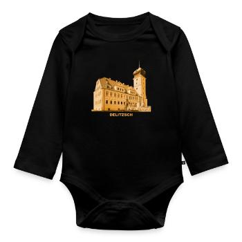 Delitzsch Schloss Barock Sachsen Nordsachsen - Baby Bio-Langarm-Body - Schwarz - Vorne