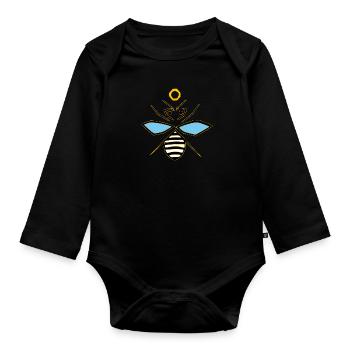 Stylized bee - Organic Longsleeve Baby Bodysuit - black - Front