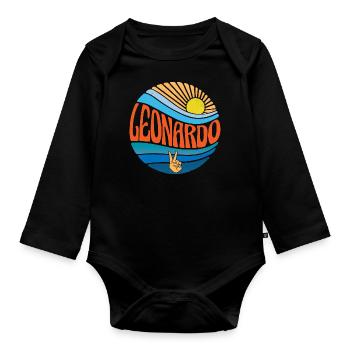 Leonardo Hemd Vintage Sunset Leonardo Groovy Krawatte - Baby Bio-Langarm-Body - Schwarz - Vorne