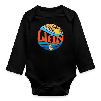 Lian Hemd Vintage Sunset Lian Groovy Tie Dye - Baby Bio-Langarm-Body - Schwarz - Vorne