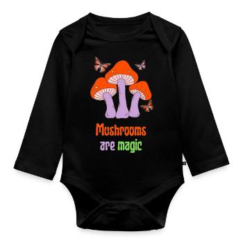 Mushrooms are magic - Body Bébé bio manches longues - noir - Devant