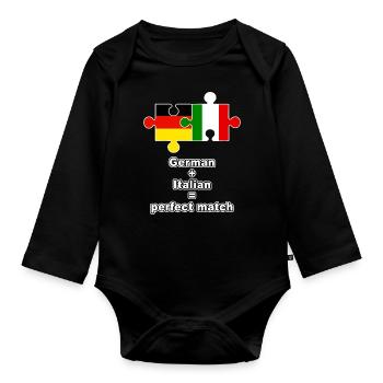 Puzzle germano-italien - Body Bébé bio manches longues - noir - Devant