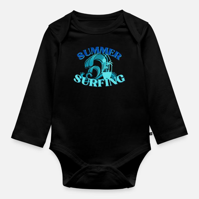 Surf - Body Bébé bio manches longues - noir