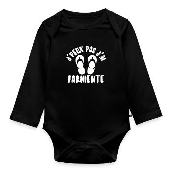 J’peux pas j’ai farniente - Body Bébé bio manches longues - noir - Devant