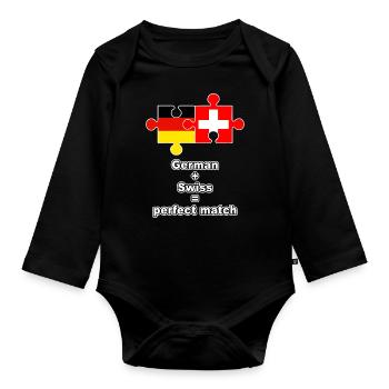 Puzzle germano-suisse - Body Bébé bio manches longues - noir - Devant