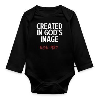 Créé à l’image de Dieu en 1987 - Body Bébé bio manches longues - noir - Devant