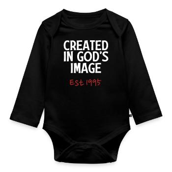 Créé à l’image de Dieu est 1995 - Body Bébé bio manches longues - noir - Devant