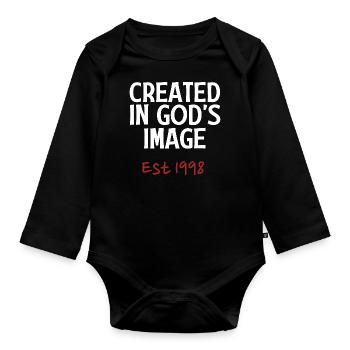 Créé à l’image de Dieu est 1998 - Body Bébé bio manches longues - noir - Devant