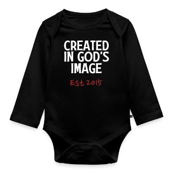Créé à l’image de Dieu Est 2015 - Body Bébé bio manches longues - noir - Devant