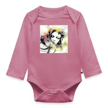 Art numérique mystique fantôme blanc - Body Bébé bio manches longues - mauve - Devant