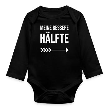 Valentinstag Partnershirt: meine bessere Hälfte - Baby Bio-Langarm-Body - Schwarz - Vorne