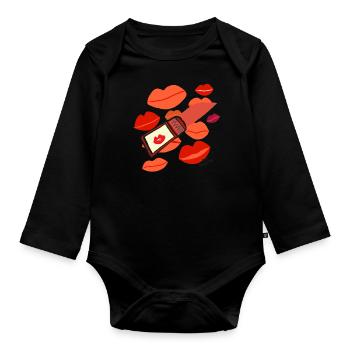 LIPPENSTIFT v2.00 - Baby Bio-Langarm-Body - Schwarz - Vorne