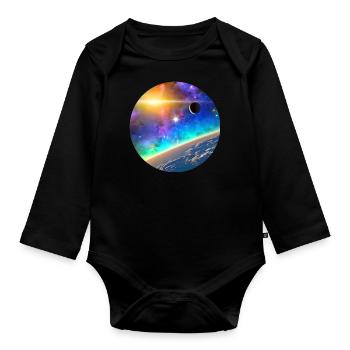 Galaxie Digital Art - Baby Bio-Langarm-Body - Schwarz - Vorne