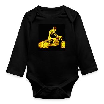 Skelett Biker - Baby Bio-Langarm-Body - Schwarz - Vorne