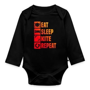 Kite Kitesurfer Kitesurfing Kitesurf Kitesurfen - Organic Longsleeve Baby Bodysuit - black - Front